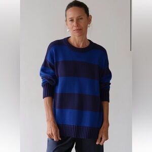 DONNI The Cotton Knit Stripe Crewneck Sweater